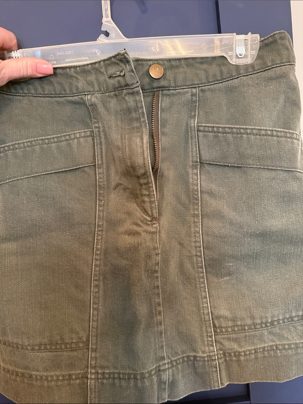 H&M Olive Green Mini Utility Skirt with Front Zip Detail